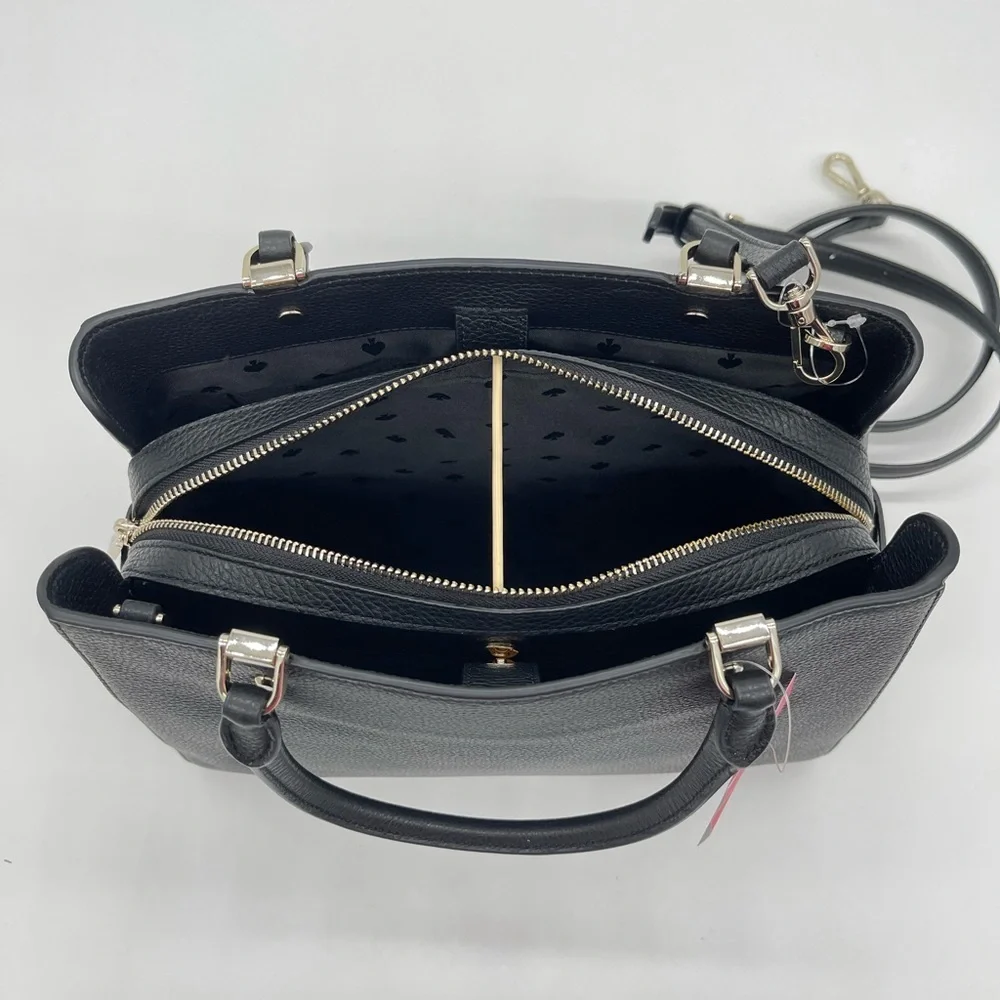 Kate Spade Leila Triple Compartment Satchel Bag & Continental Wallet Bla…
